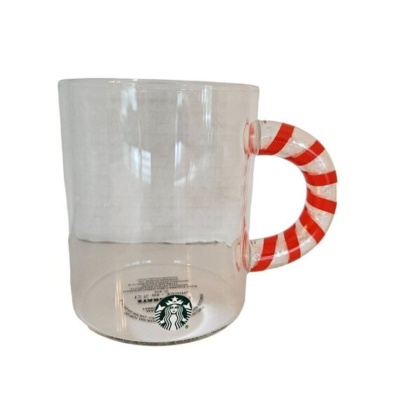 Starbucks 2020 Clear Glass Holiday Mug Christmas Candy Cane Handle - 12 Fl Oz - Picture 2 of 6
